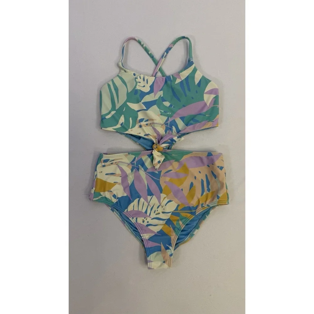 O'NEILL Girls Atlas Knot One Piece Botanical Print Swimsuit Sz 10
